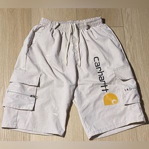 Beige Carhartt drawstring cargo shorts